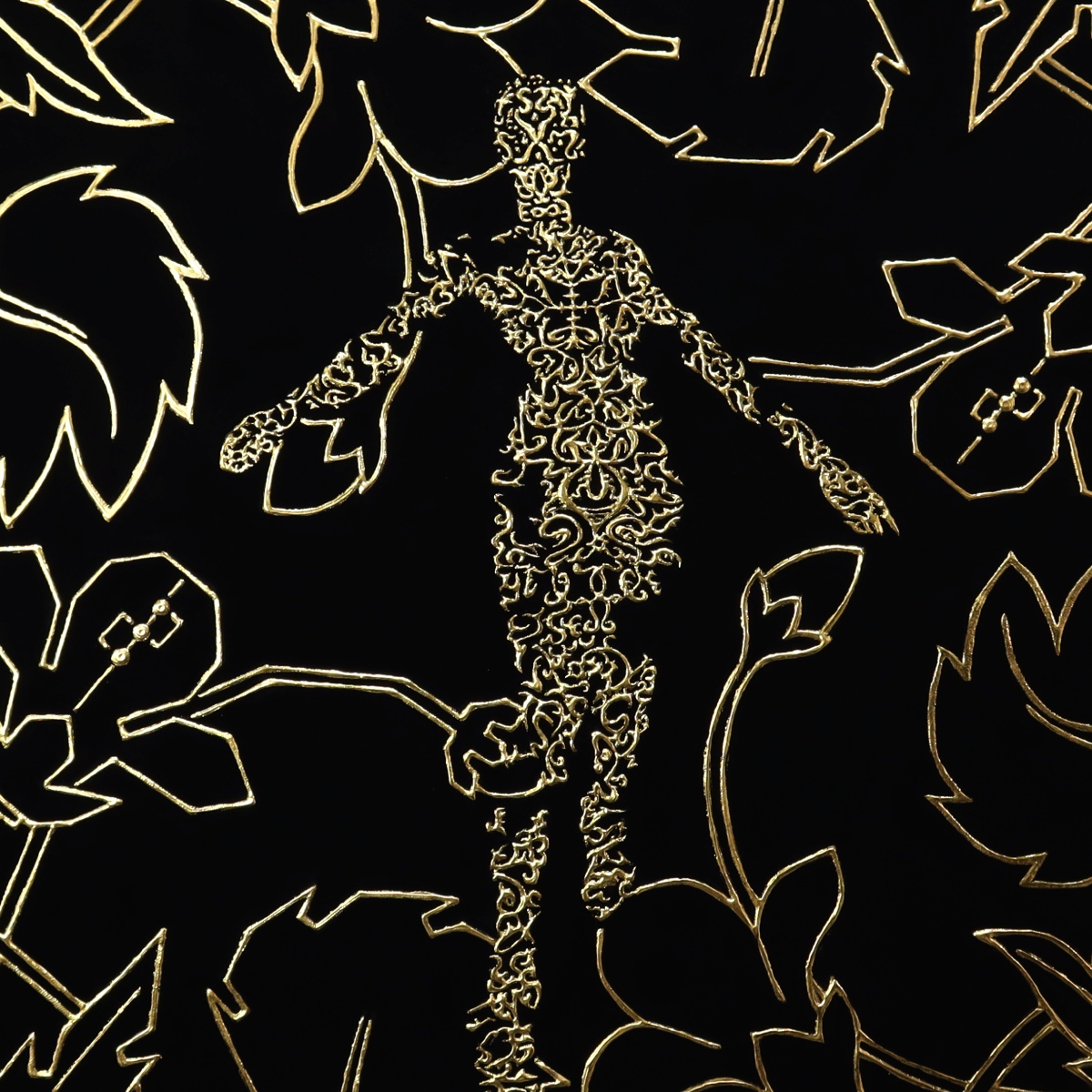 The Alchemist print, central figure and patterns
