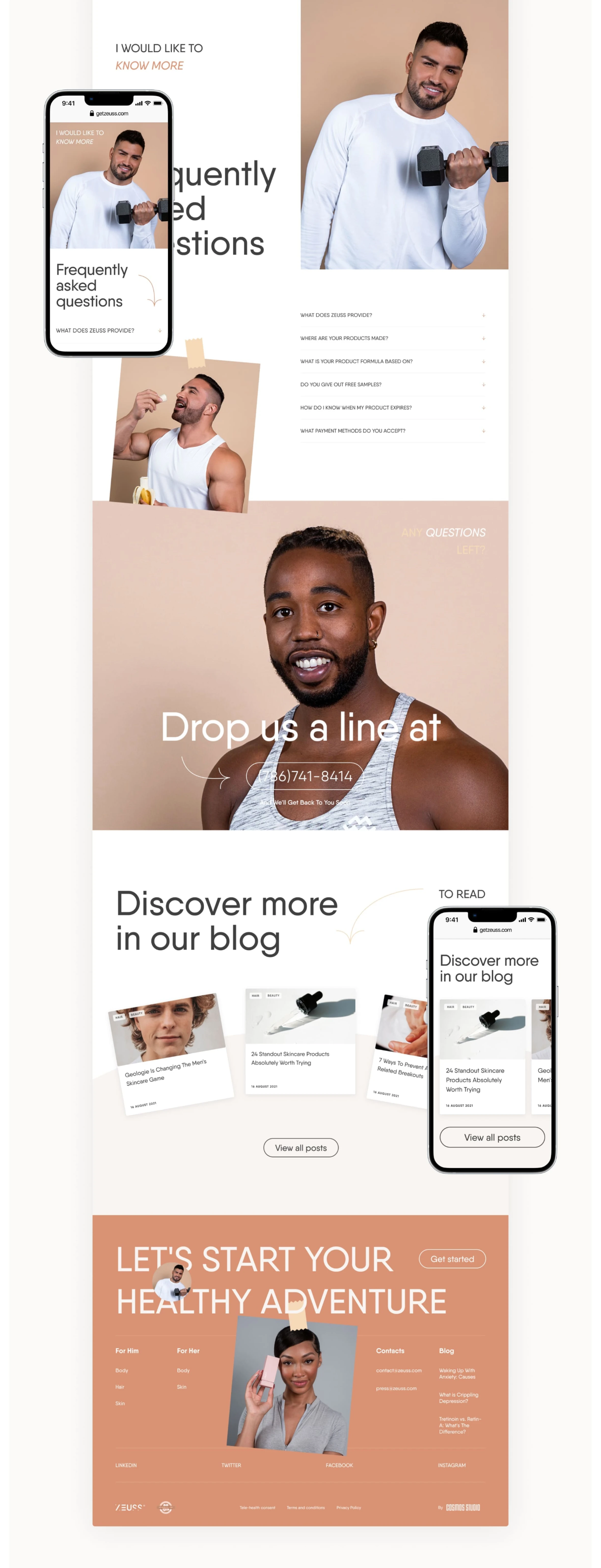 Zeuss weight loss program landing page with quiz and FAQ