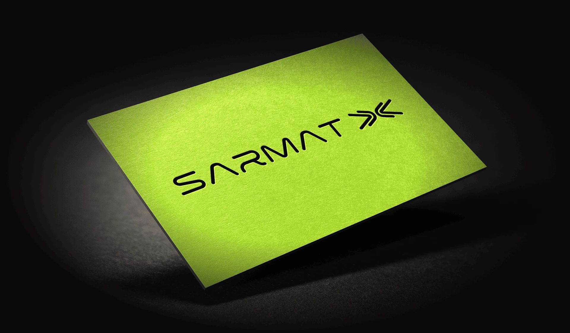 Sarmat Analytix business card with the Sarmat X logo
