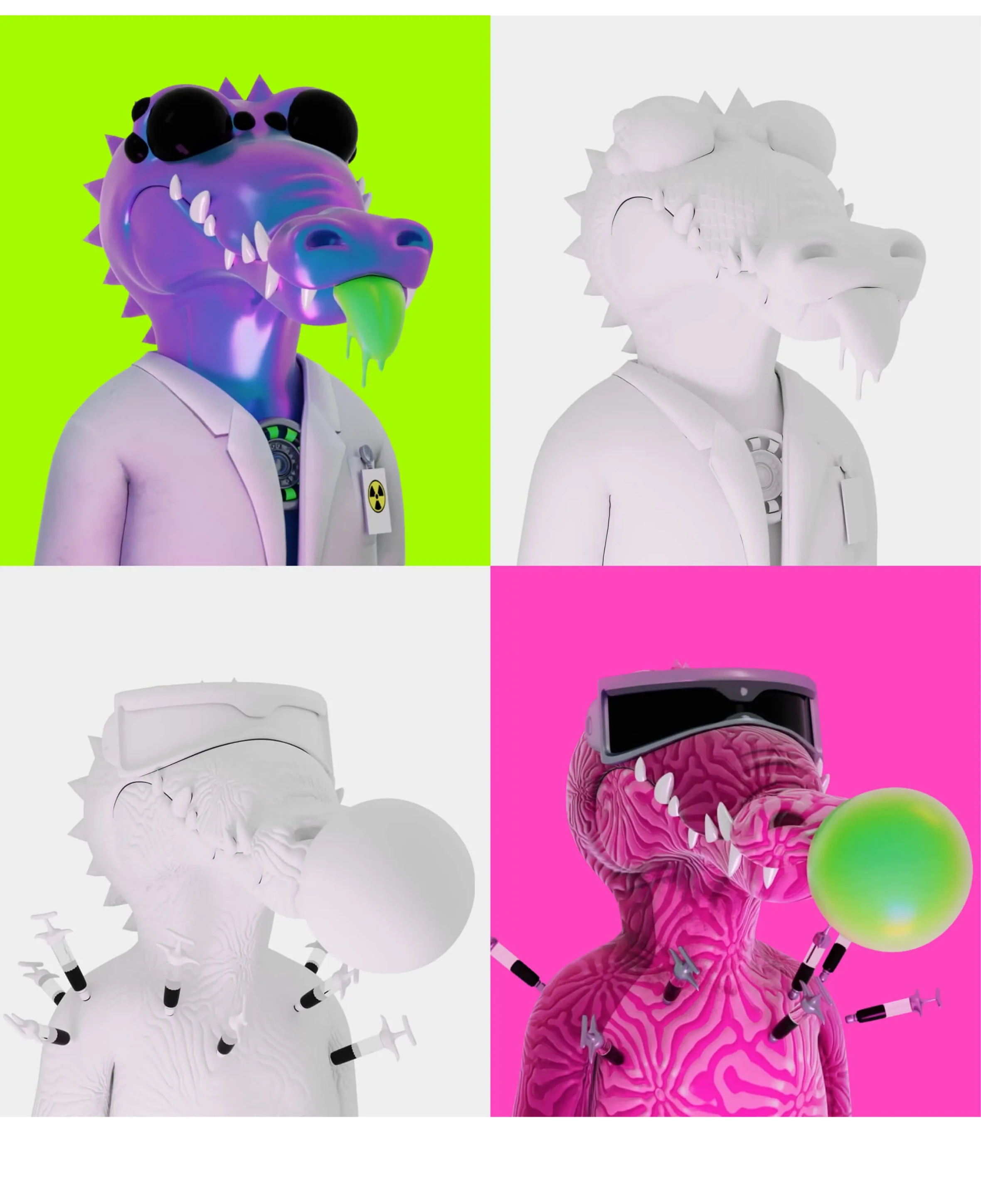 Radioactive Crocs Club 3D NFT characters