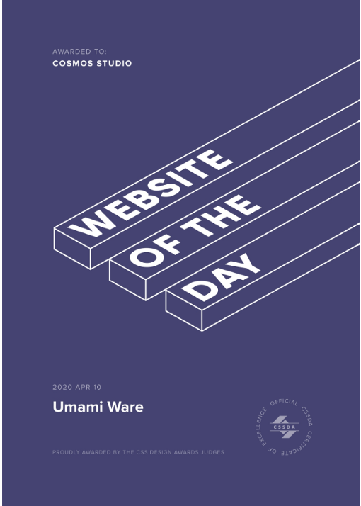 Umami Ware website award