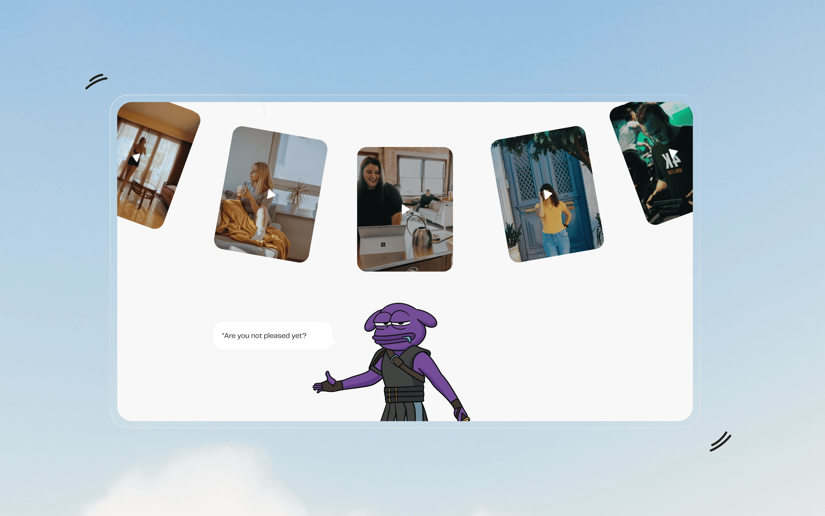 Yawn website gallery section with the mascot