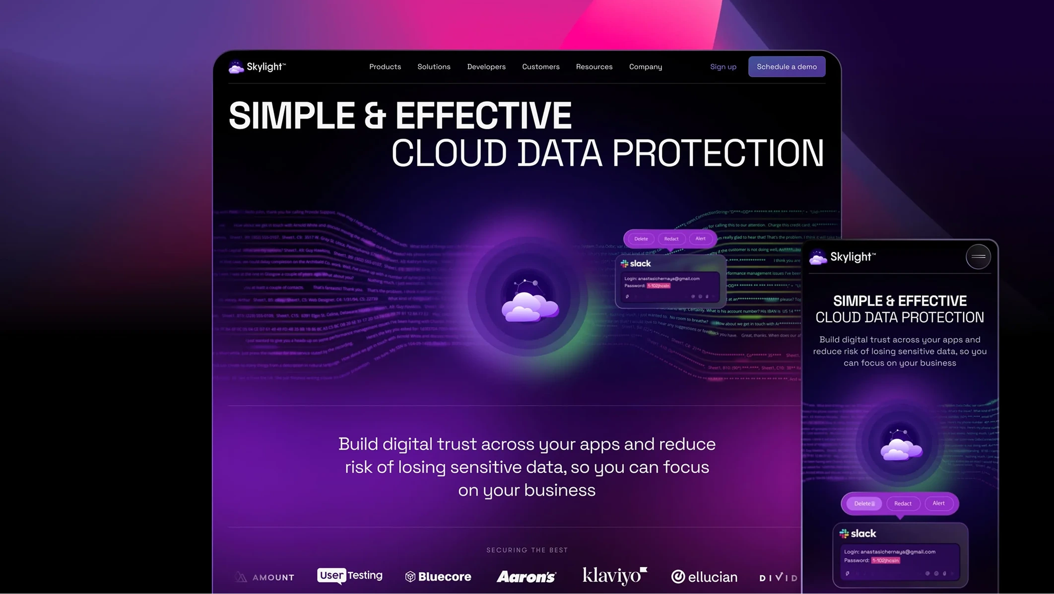 Skylight homepage – simple and effective cloud data protection