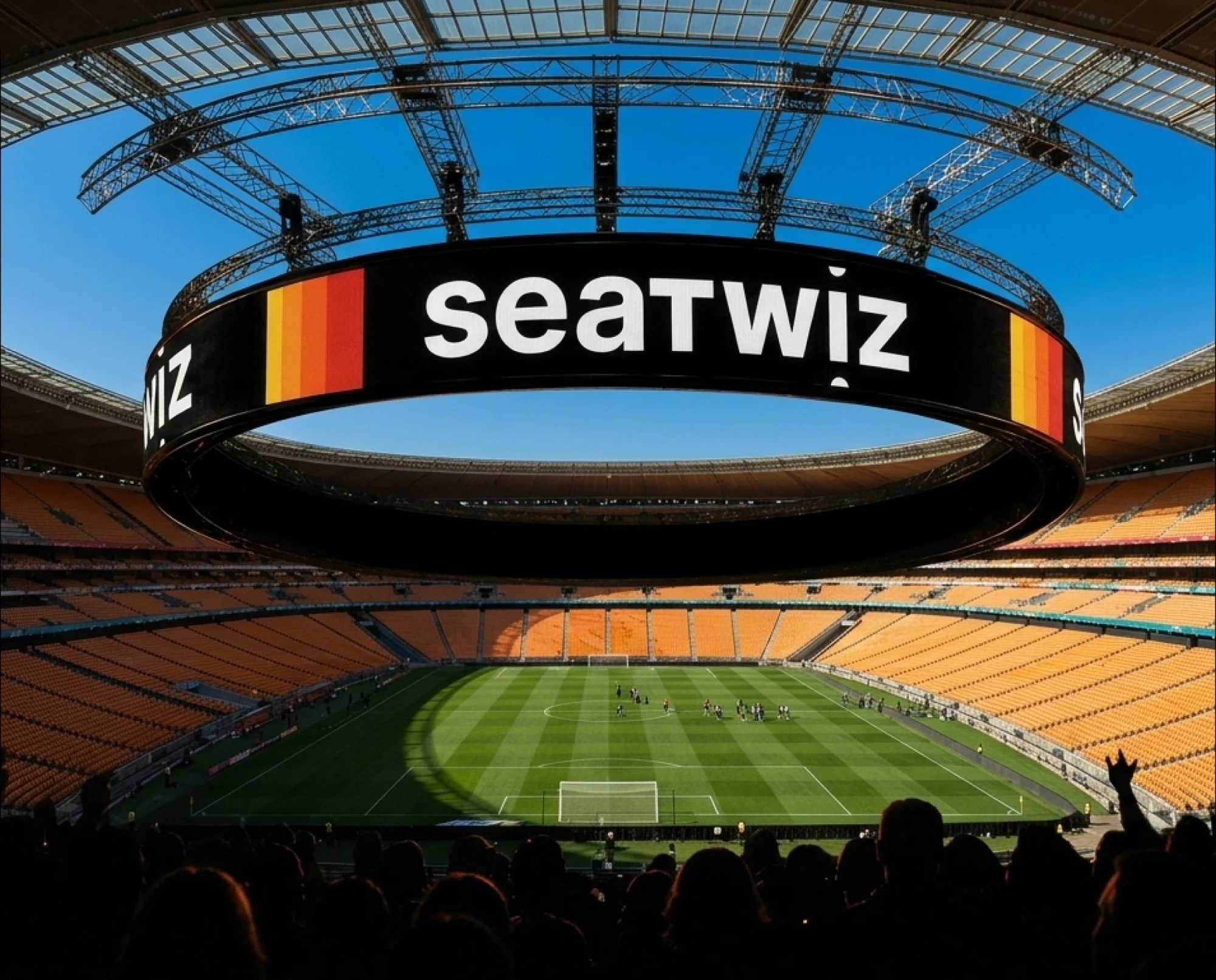 Seatwiz branding on a stadium screen ring
