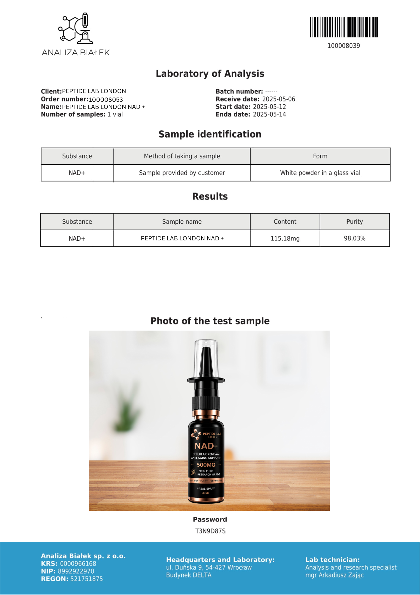 NAD+ Nasal Spray