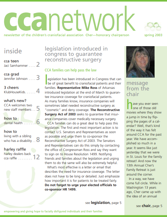 CCA Spring 2003 Newsletter