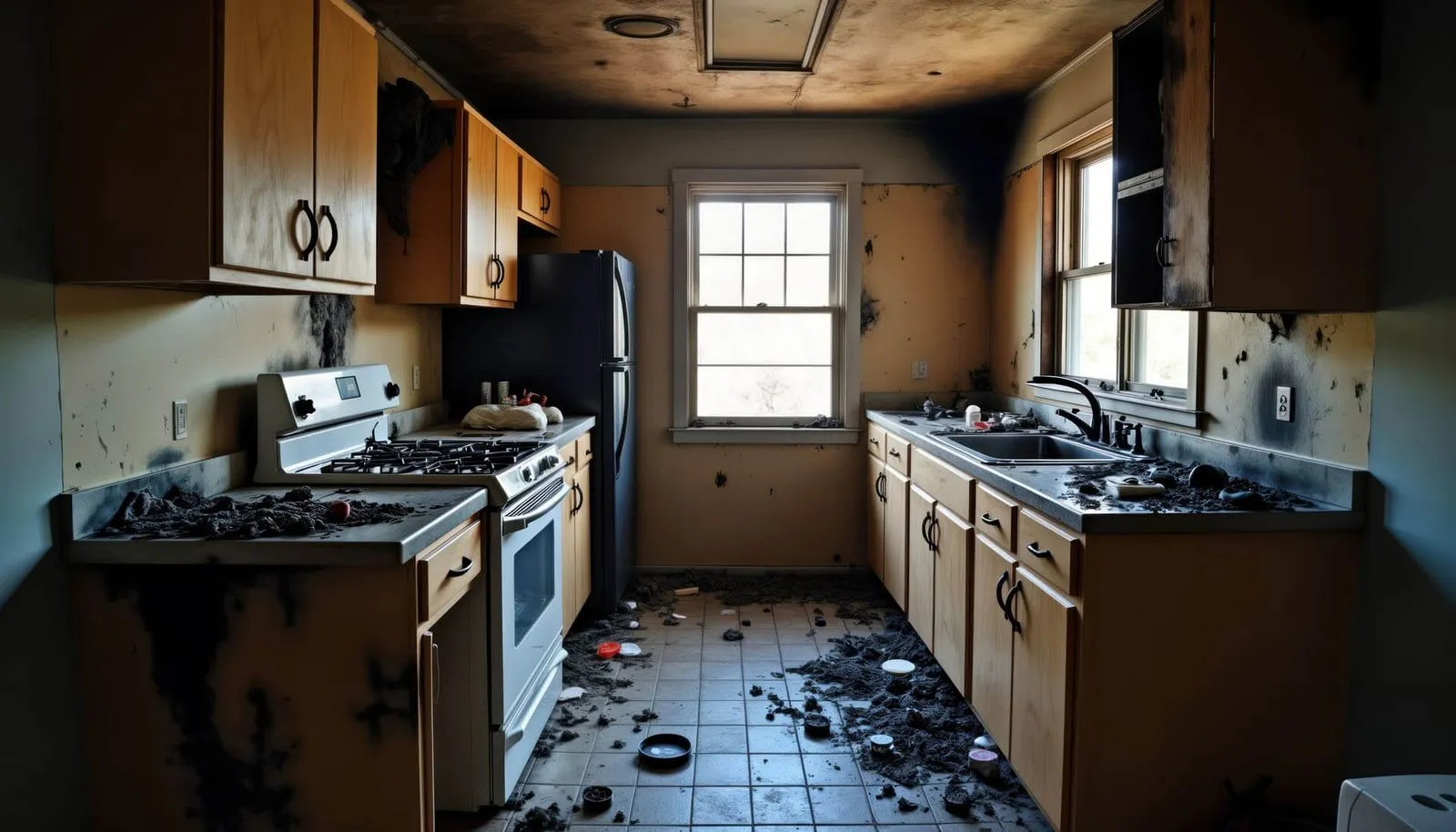 GoDry Chicago fire and smoke damage restoration in kitchen
