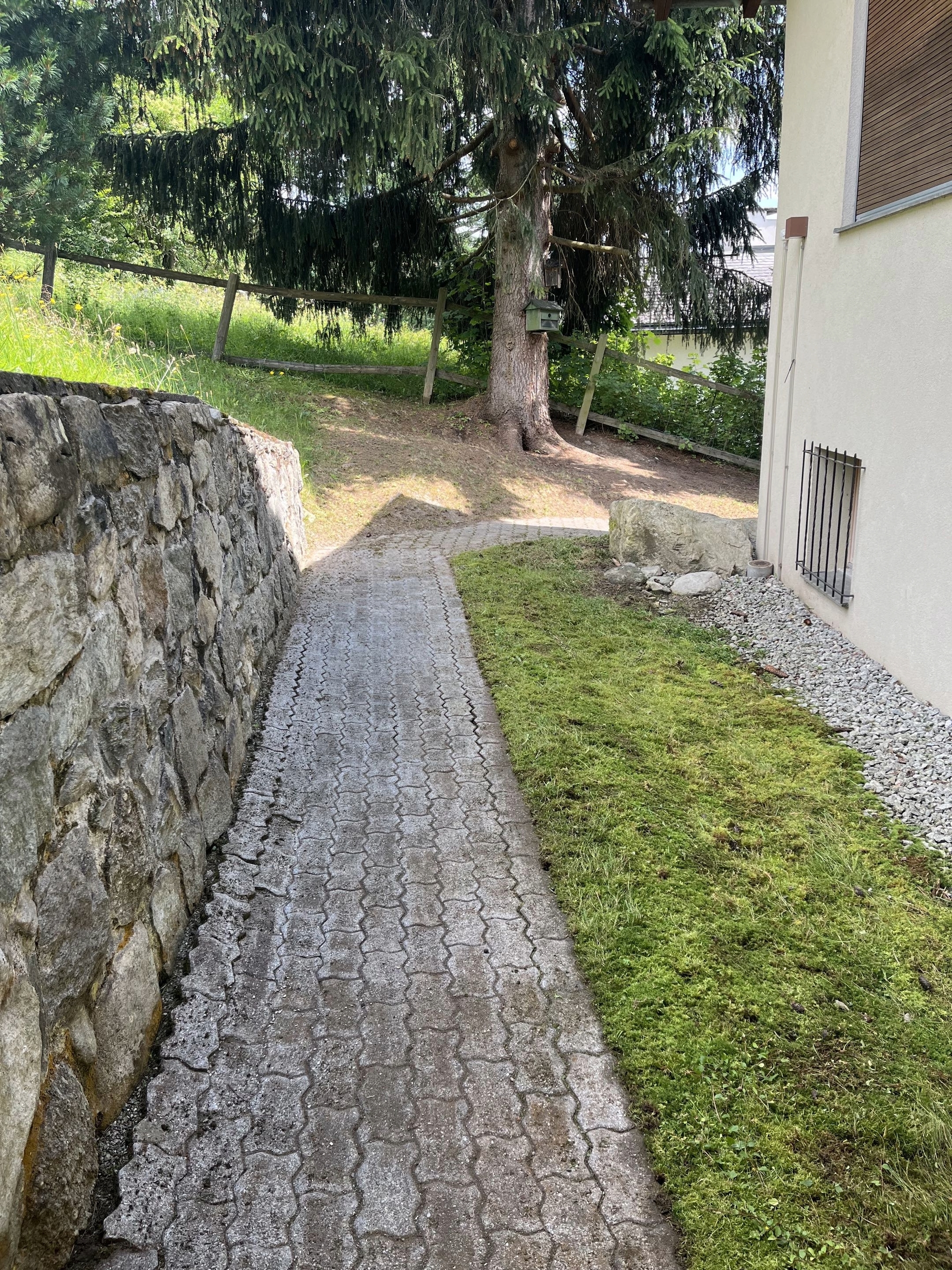 Gartenpflege, Pflastersteine, Fugenkratzen