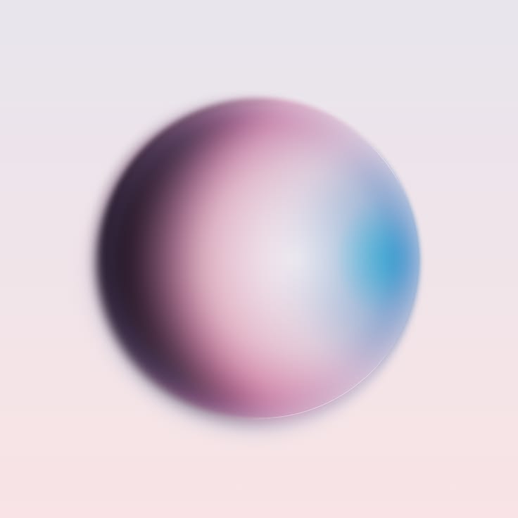 Blurred circular shape with gradient colors blending pink, purple, and blue on pale background.