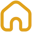Simple yellow house icon with a rounded roof and an open doorway.