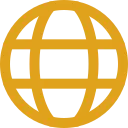 Orange globe icon representing global connectivity or international network.