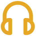 Orange headphones icon with a simple, stylized design.