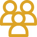 Simplified orange house icon with a chimney.