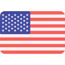 United States flag with 50 stars and 13 stripes in a rounded rectangular shape.
