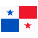 The national flag of Panama with four rectangles and two stars, one blue and one red.