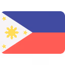 Flag of the Philippines with blue top half, red bottom half, and white triangle with sun and stars on the left.