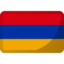 Flag of Armenia with horizontal stripes of red, blue, and orange.