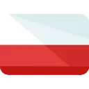 The national flag of Poland with a white upper half and a red lower half.