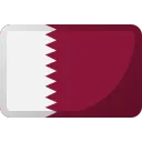 Flag of Qatar with maroon field and white serrated band on the hoist side.