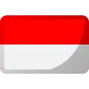 Indonesian flag with red upper half and white lower half.