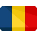 Flag of Romania with vertical stripes of blue, yellow, and red.