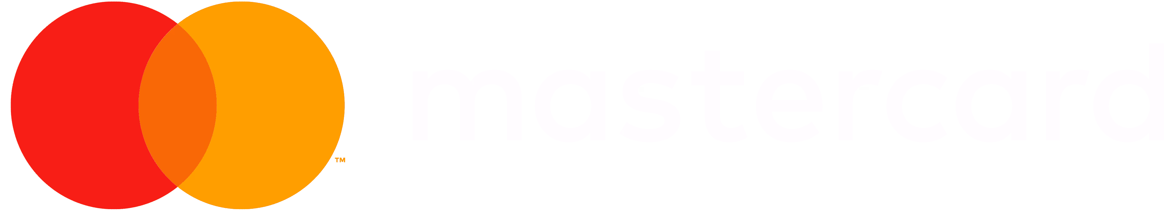 Mastercard logo with two overlapping red and orange circles next to the text Mastercard.