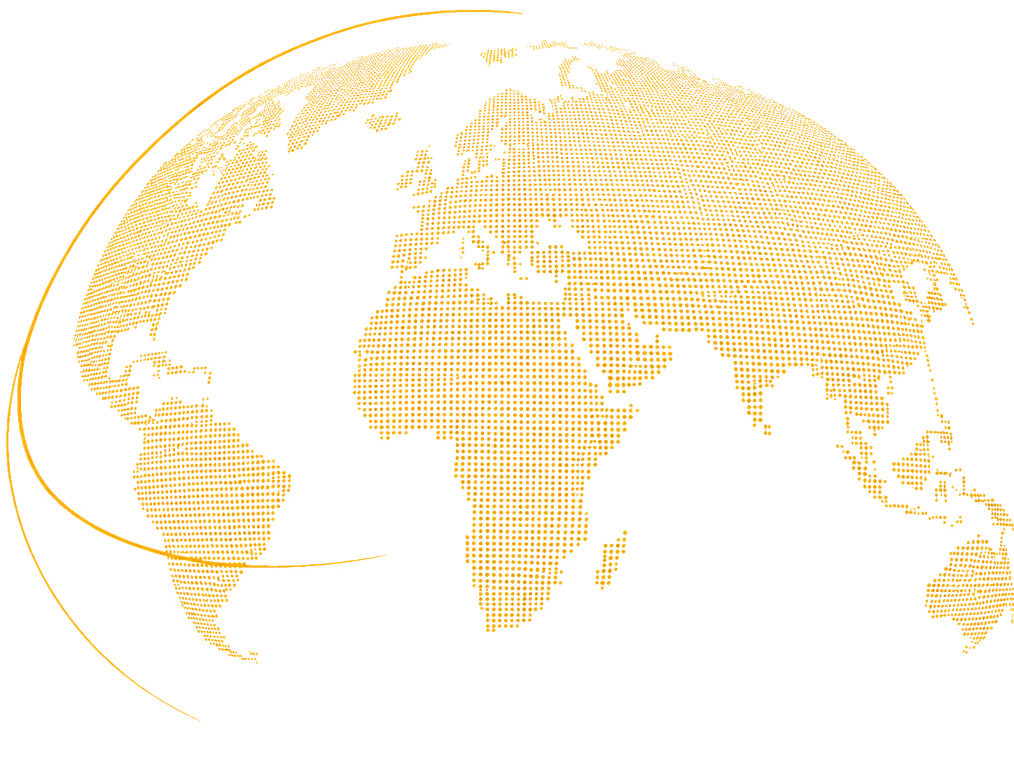 Golden stylized world map showing continents with hemisphere lines on a transparent background.
