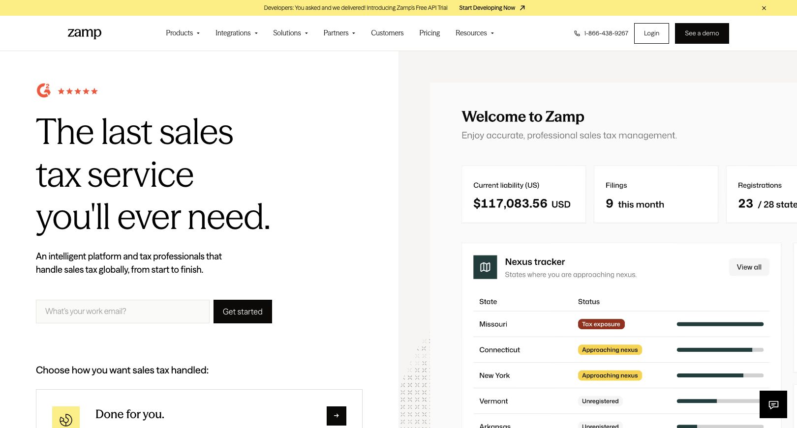 Zamp homepage, captured September 16, 2026