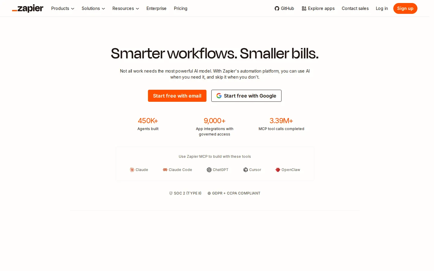 Zapier homepage, captured September 2026