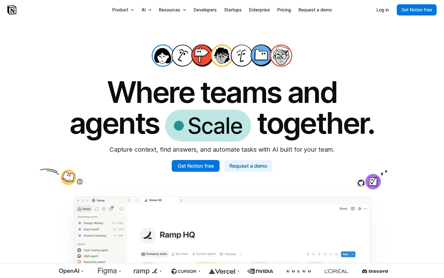 Notion AI homepage, captured September 2026