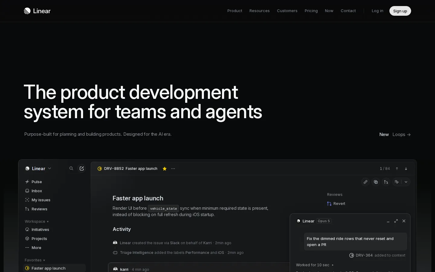 Linear homepage, captured September 2026