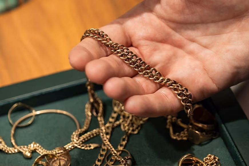scrap gold jewellery being evaluated