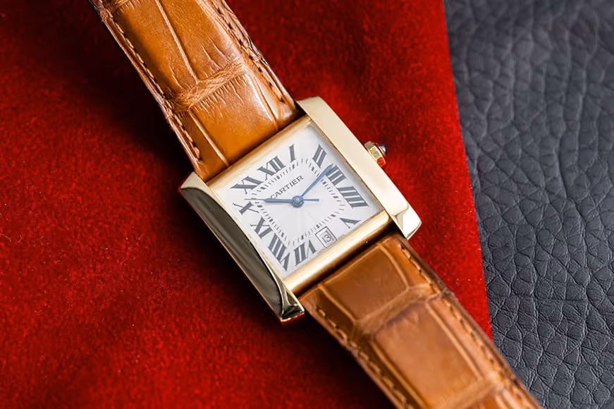 Real Vintage Cartier Watch With A Leather Strap