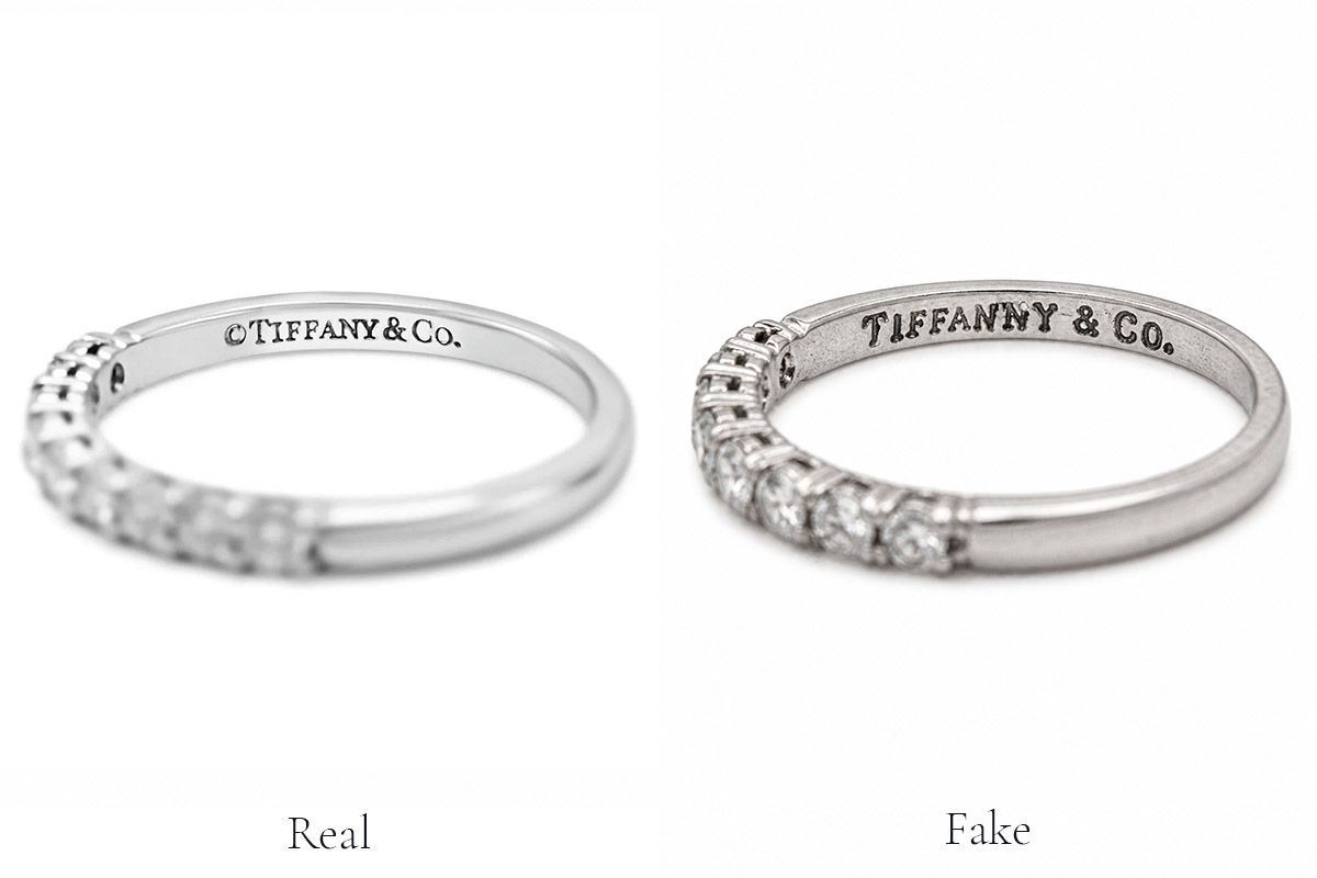 Real vs fake tiffany ring - poor Tiffany stamp engraving