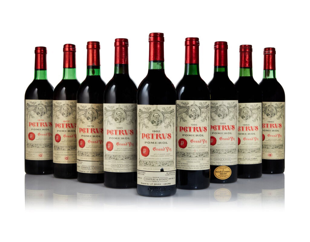 A selection of Petrus wine from 1980 to 2015