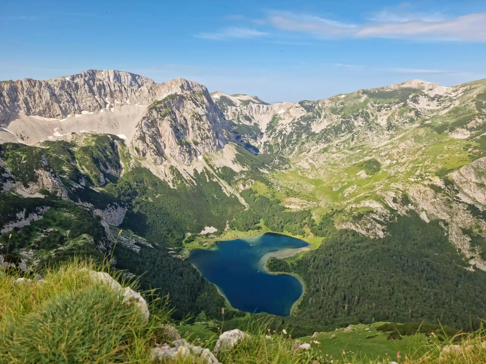 Drone view Heart shaped lake