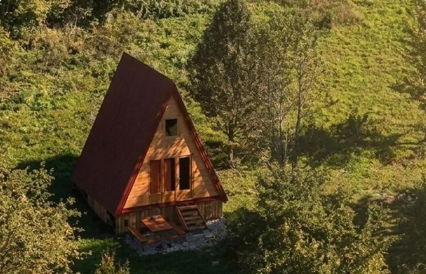 Golden hour a frame cabin tjentiste