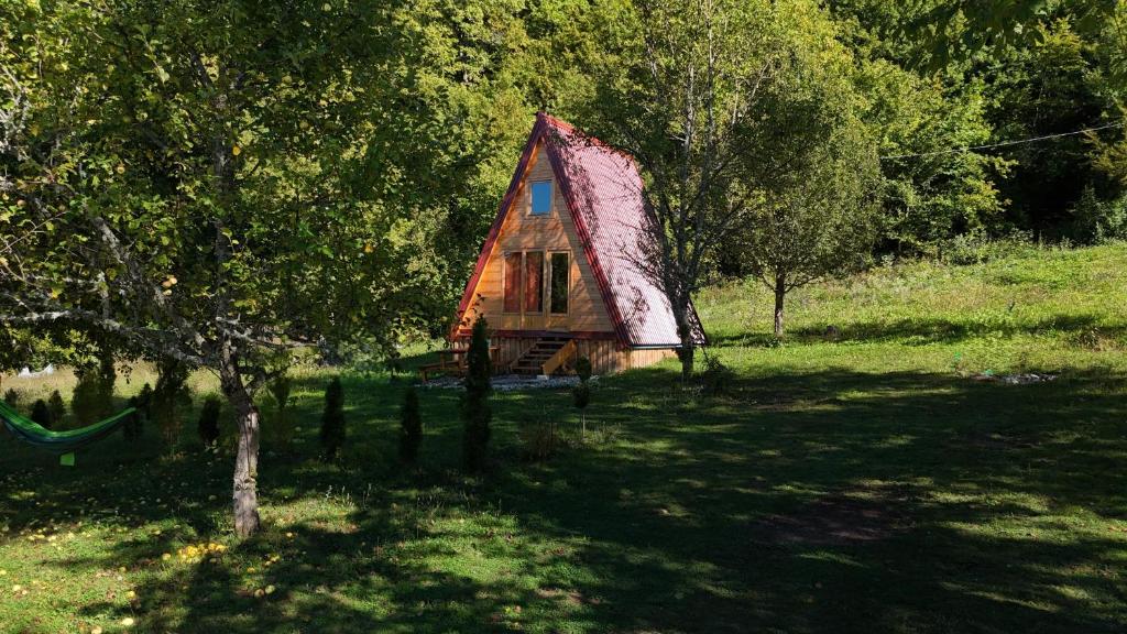 A frame cabin tjentiste outside daylight