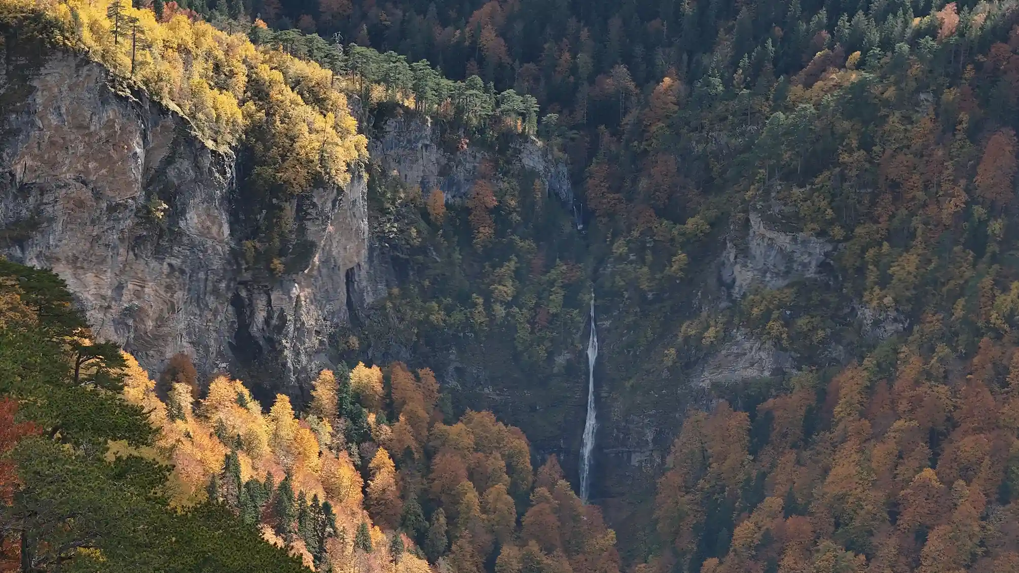 Skakavac waterfall in Perucica rainforest in autumn