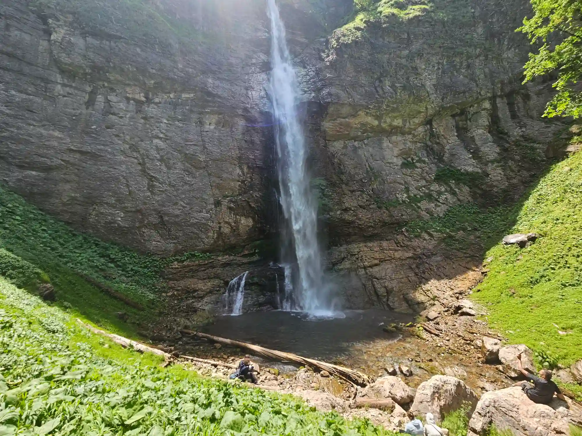 People at waterfall Skakavac Sutjeska National Park