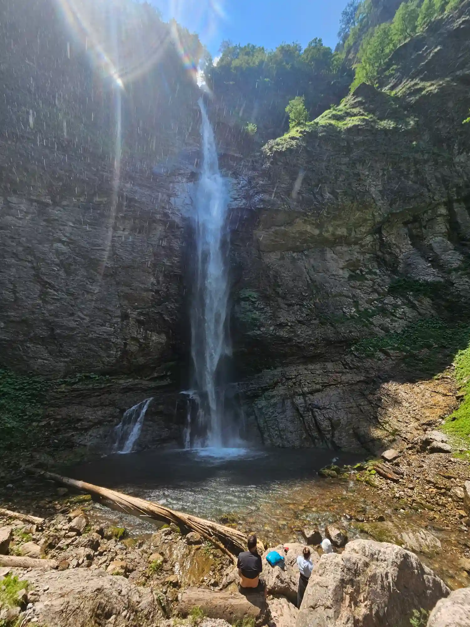 People at waterfall Skakavac Sutjeska National Park