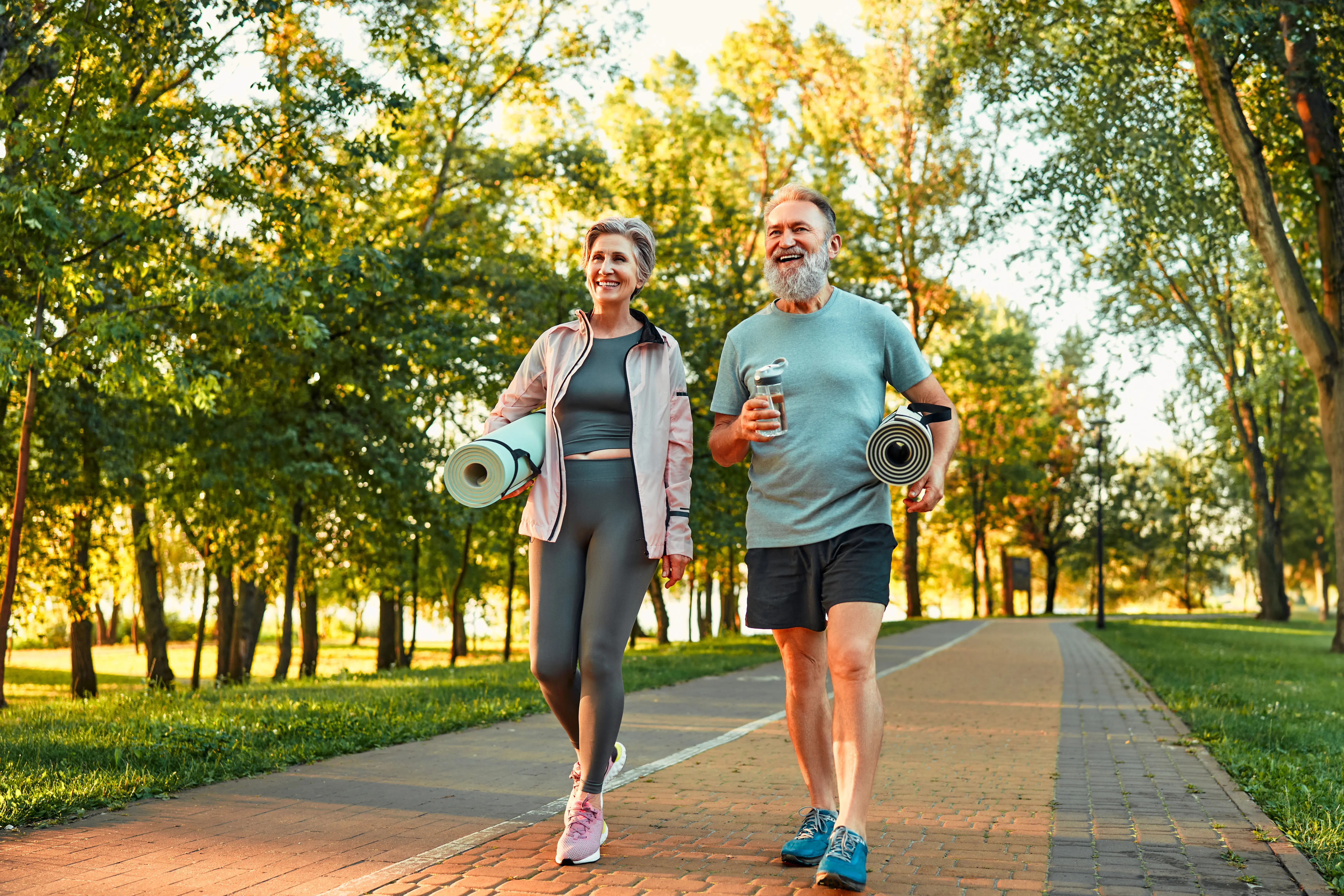 happy people walking