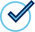 Blue checkmark inside a blue circle on a white background.