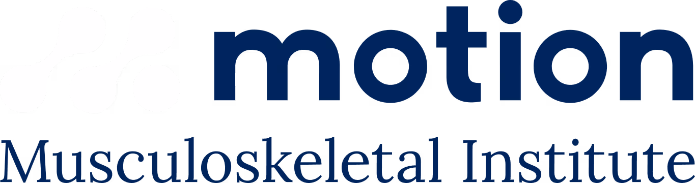 Motion Musculoskeletal Institute logo with connected white nodes and navy text.