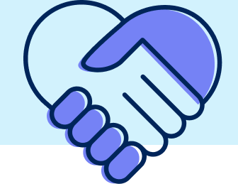 Two hands shaking inside a heart shape symbolizing cooperation or agreement.