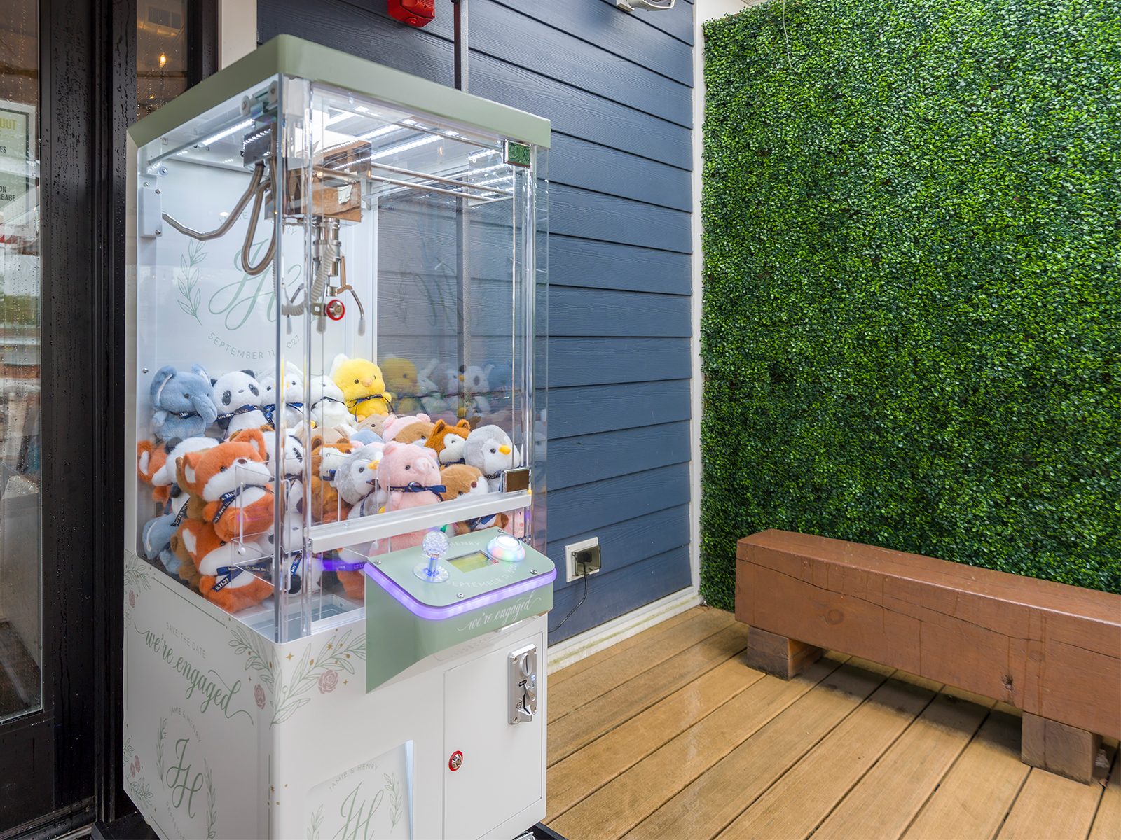 Claw machine delivered and set up at a venue