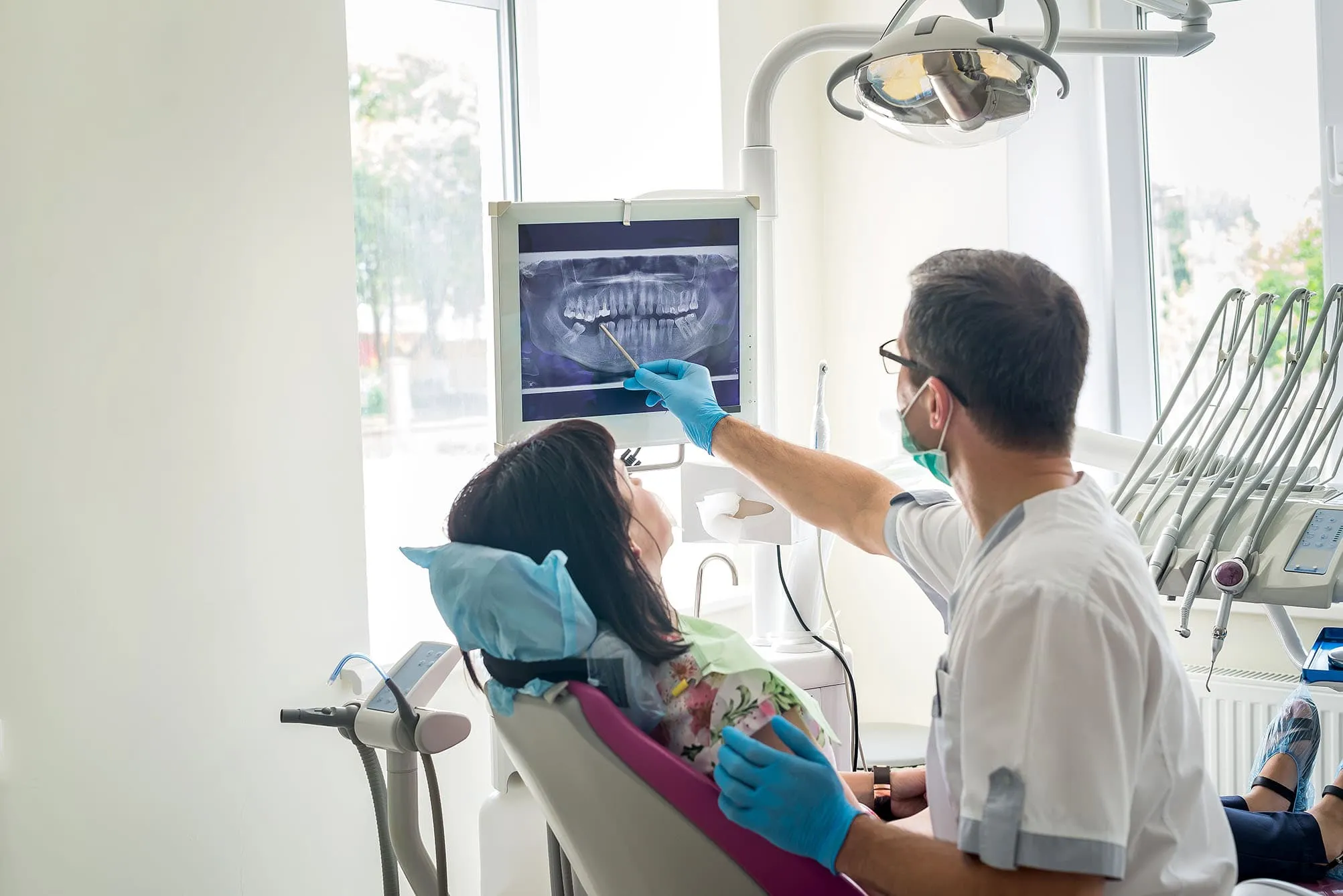 dental consultation over dental x-rays