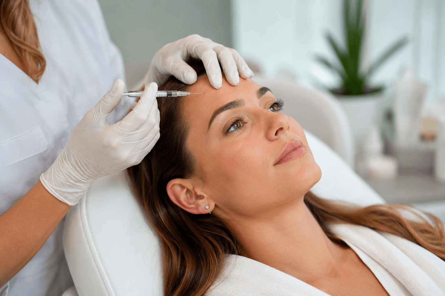 Woman consulting with a medical injector about preventive Botox treatment for early wrinkle prevention at a medspa in Haymarket, Virginia.