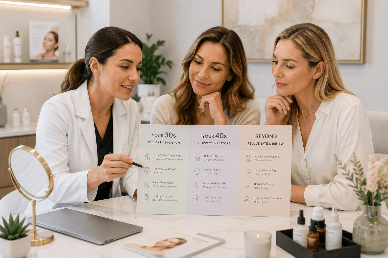 Consultation for aesthetic treatments tailored to different age groups at a medspa in Haymarket, Virginia