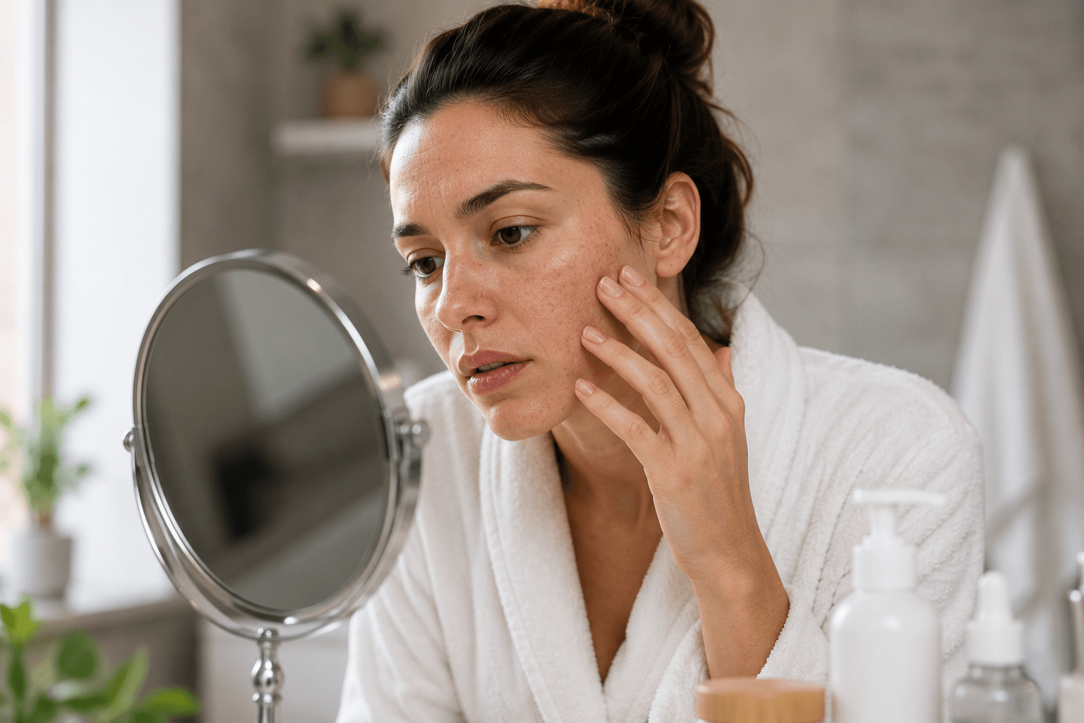 Esthetician applying a chemical peel treatment to a client's face at a med spa in Haymarket, Virginia